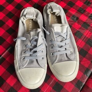 Gray converse slip ons